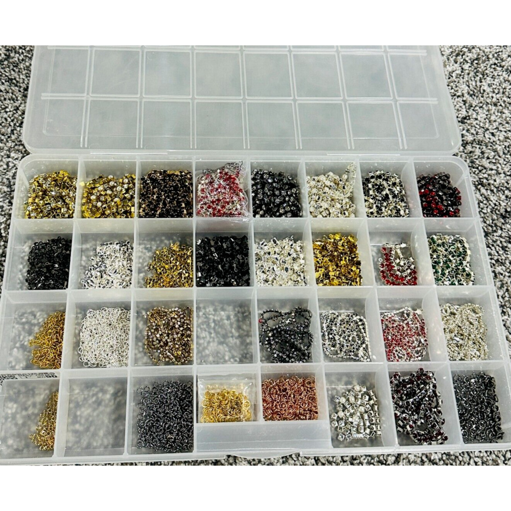 Large Lot Cupchains Rhinestone Crystal Glass Bead Chains · Silver · Gold · Clear